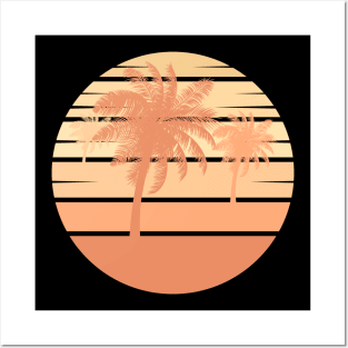 Retro Style Sunset Palm Beach Posters and Art